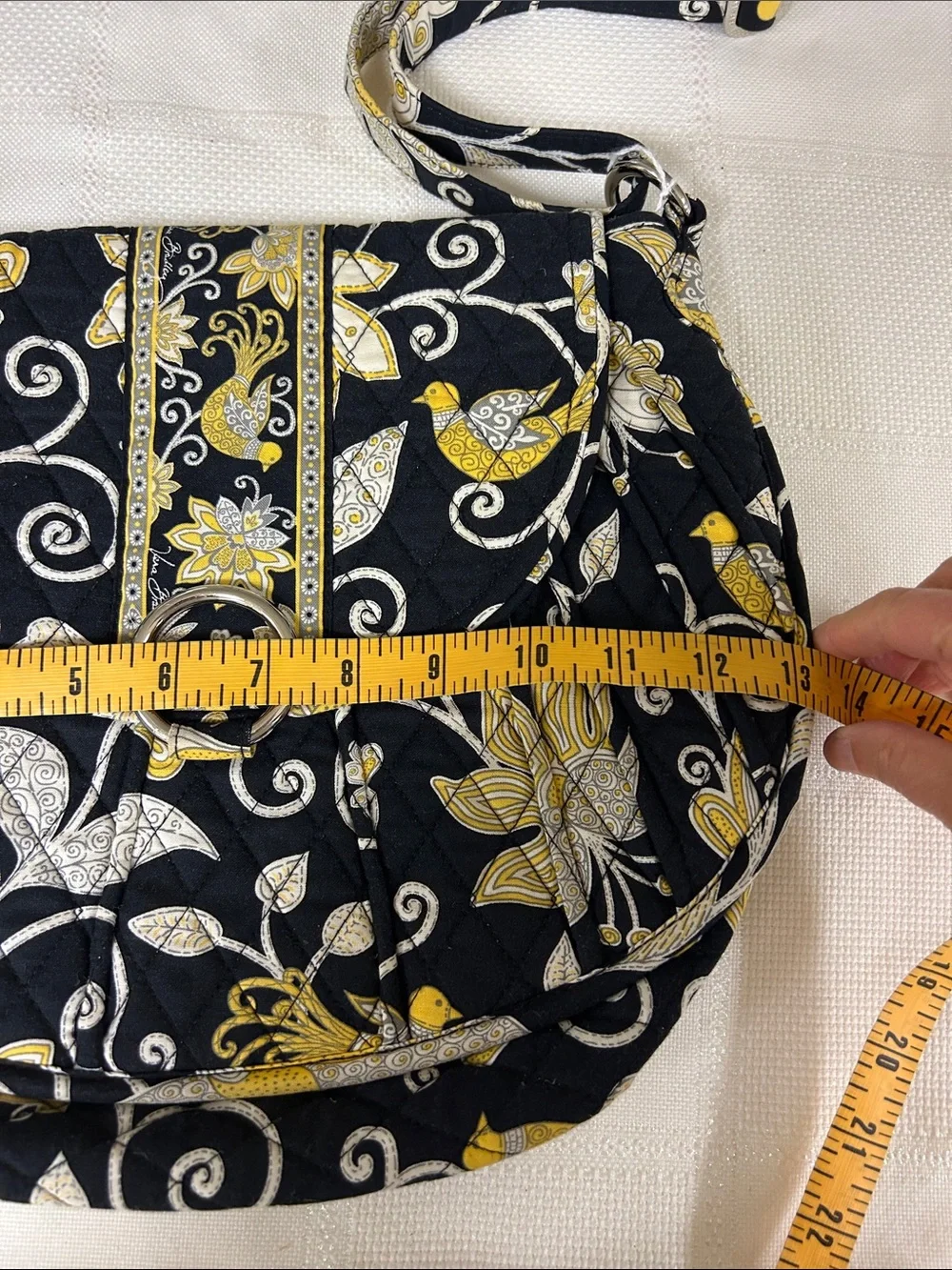 Vera Bradley Black, Yellow & Cream Quilted Floral Crossbody